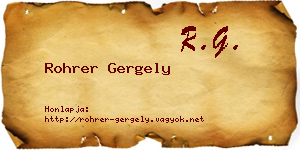 Rohrer Gergely névjegykártya